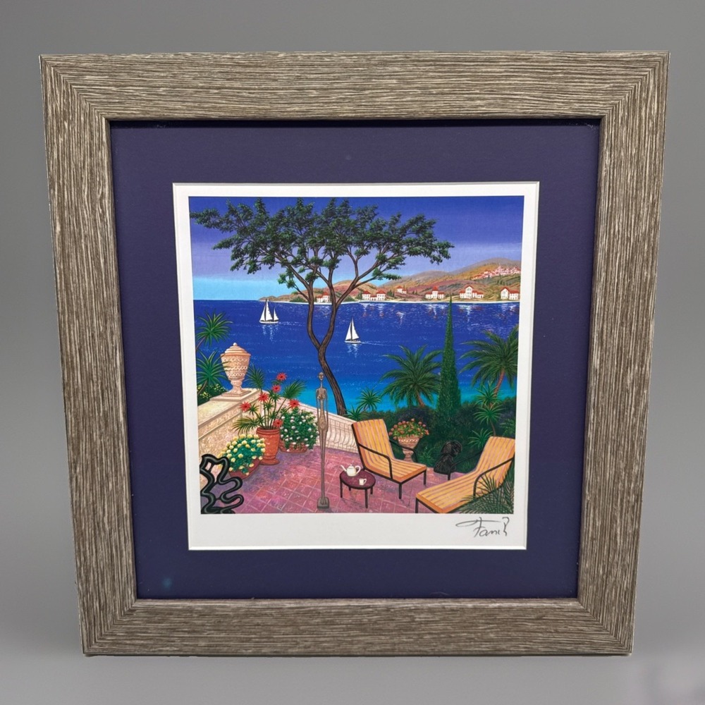 Fanch Ledan Terrace With Sculptures 2011 Seriolithograph Park West COA Framed